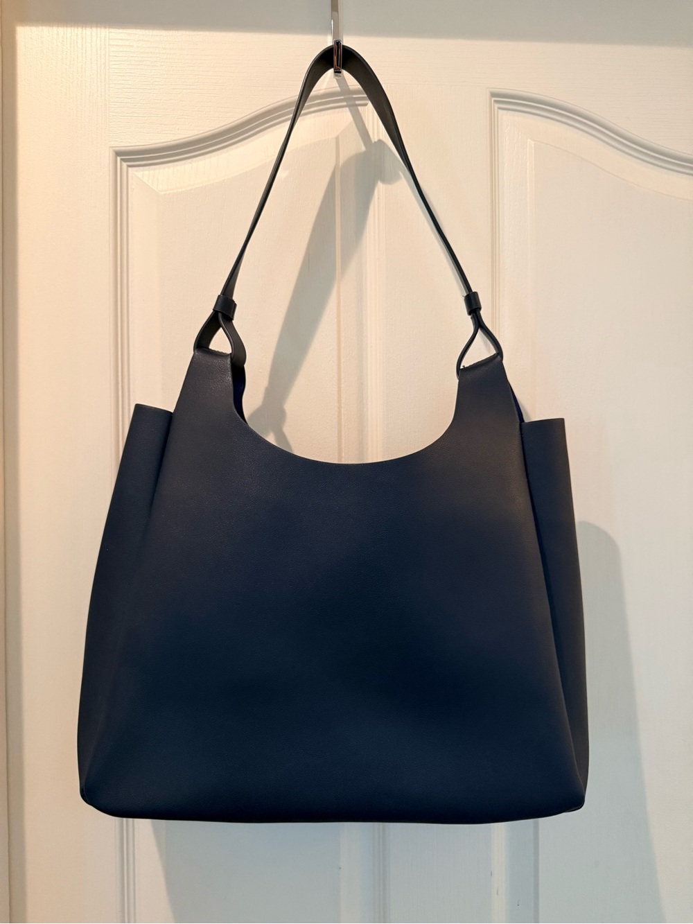 Neiman Marcus Classic Navy Vegan Leather Tote Bag - Women